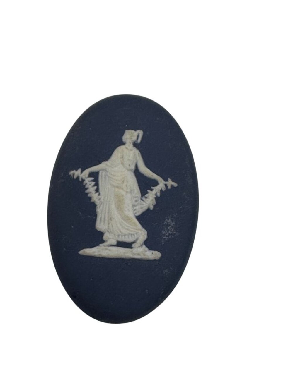 Wedgwood Jasperware Dark Blue Oval Cameo For Brooch Pendant Classical Woman VTG